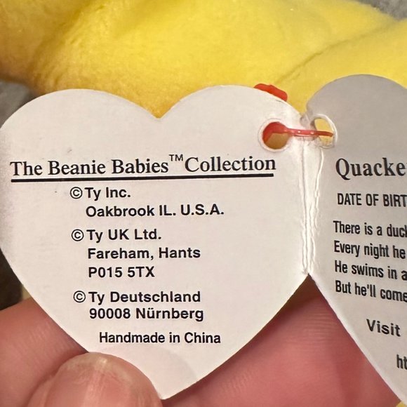 PlushTy Beanie Babies Quackers the Duck with Errors NWMT - Picture 8 of 10